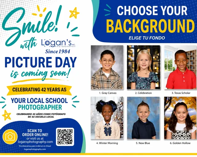 Logan's Photography fall school portrait background options.